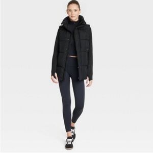 Women's All in Motion Black Long Puffer Vest Small